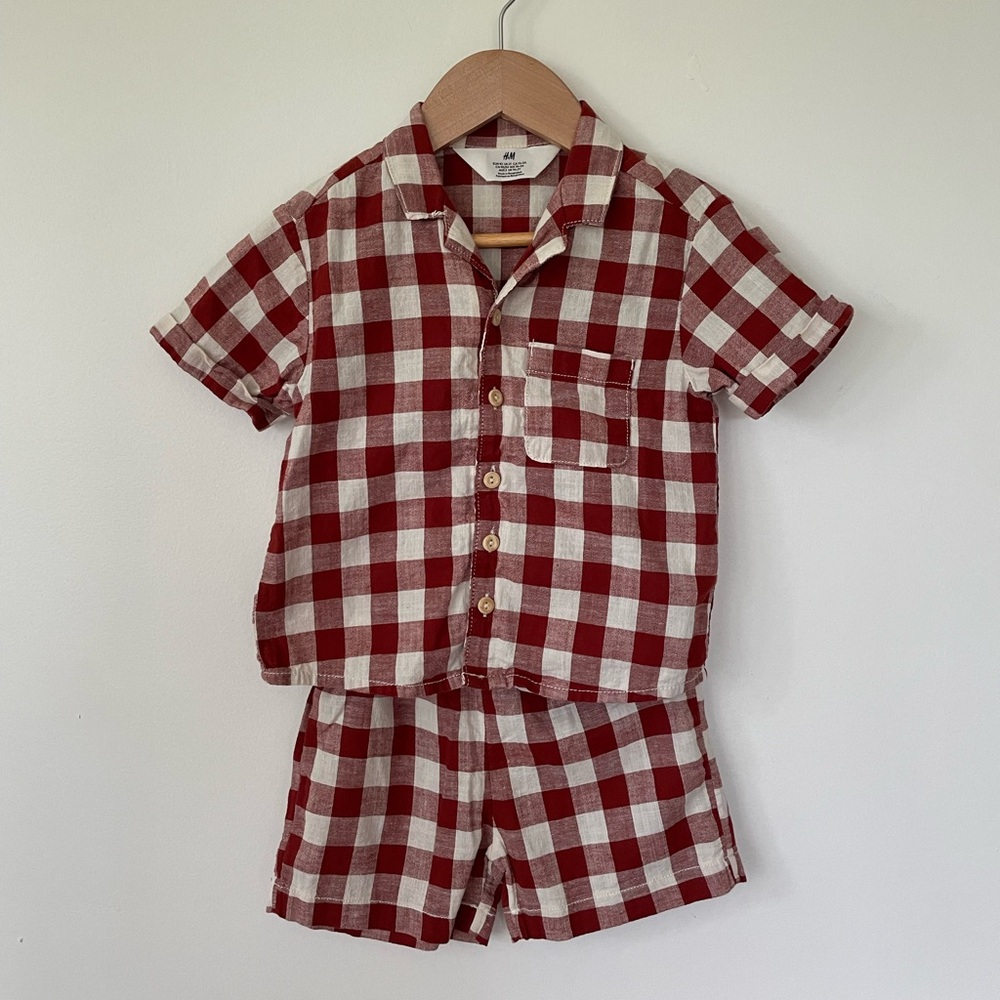 H&M Red and White Check Short Sleeve Set